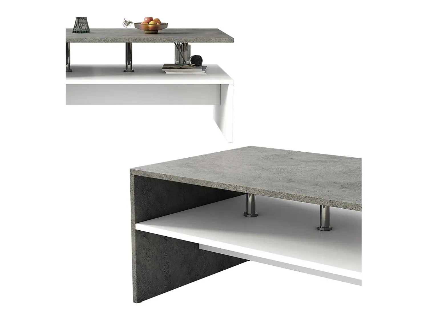 Mesa De Centro*Vicco Mesa de centro betão 90x60x42 mike Cinzento claro