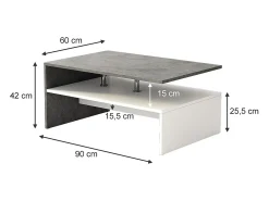 Mesa De Centro*Vicco Mesa de centro betão 90x60x42 mike Cinzento claro