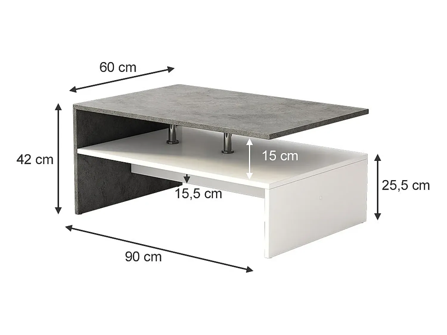 Mesa De Centro*Vicco Mesa de centro betão 90x60x42 mike Cinzento claro