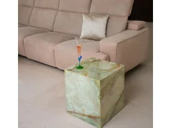 Mesa De Centro| Mesa de centro bloco de mármore em ônix Verde claro
