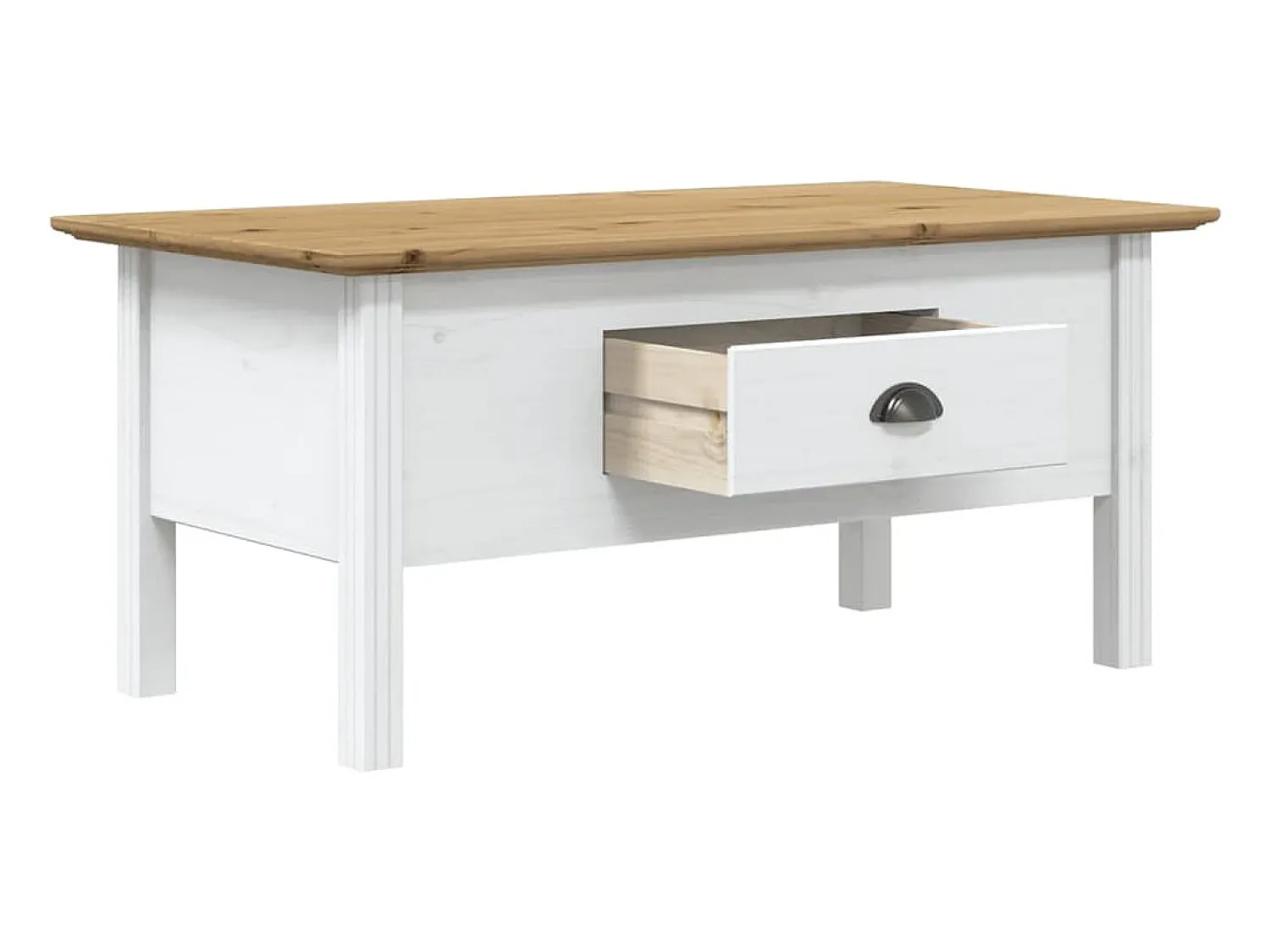 Mesa De Centro|vidaxl Mesa de centro BODO 100x55x46 cm pinho maciço /castanho Branco
