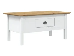 Mesa De Centro|vidaxl Mesa de centro BODO 100x55x46 cm pinho maciço /castanho Branco