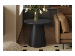Mesa De Centro|Meublorama Mesa de Centro BOKOR – Cor marrom escuro – Mesa de centro redonda 60x60 cm – MDF – Design moderno e compacto Preto