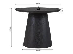 Mesa De Centro|Meublorama Mesa de Centro BOKOR – Cor marrom escuro – Mesa de centro redonda 60x60 cm – MDF – Design moderno e compacto Preto