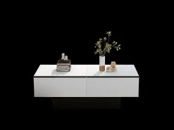 Mesa De Centro| Mesa de centro branca - Mesa de centro com 2 compartimentos de arrumação e tampo retrátil - para sala de estar Branco