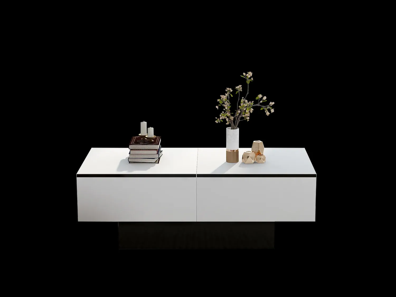 Mesa De Centro| Mesa de centro branca - Mesa de centro com 2 compartimentos de arrumação e tampo retrátil - para sala de estar Branco