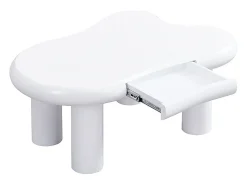 Mesa De Centro| Mesa de centro branca - Mesa de apoio com iluminação LED e 1 gaveta - para sala de estar Branco