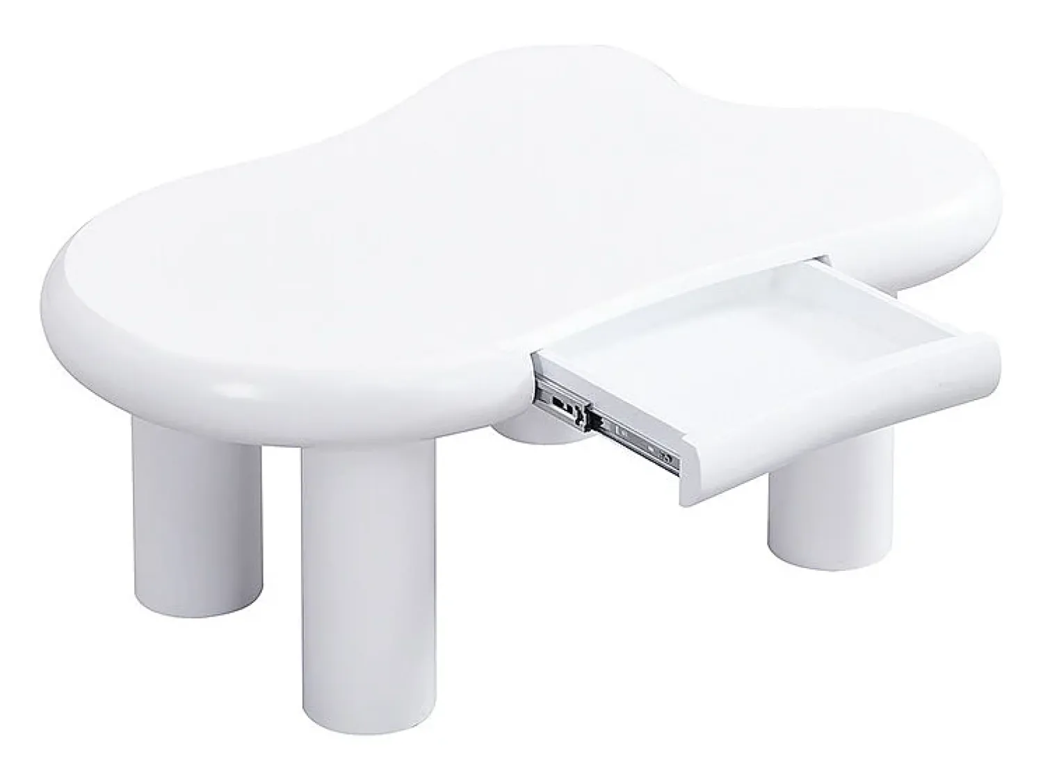 Mesa De Centro| Mesa de centro branca - Mesa de apoio com iluminação LED e 1 gaveta - para sala de estar Branco