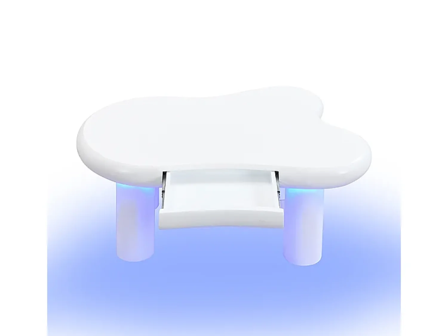 Mesa De Centro| Mesa de centro branca - Mesa de apoio com iluminação LED e 1 gaveta - para sala de estar Branco