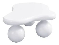 Best Mesa de centro branca - Mesa de centro com luzes LED e pés redondos s - design em forma de nuvem - para sala de estar e quarto de criança Branco