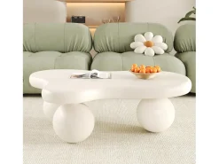 Best Mesa de centro branca - Mesa de centro com luzes LED e pés redondos s - design em forma de nuvem - para sala de estar e quarto de criança Branco