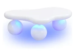 Best Mesa de centro branca - Mesa de centro com luzes LED e pés redondos s - design em forma de nuvem - para sala de estar e quarto de criança Branco