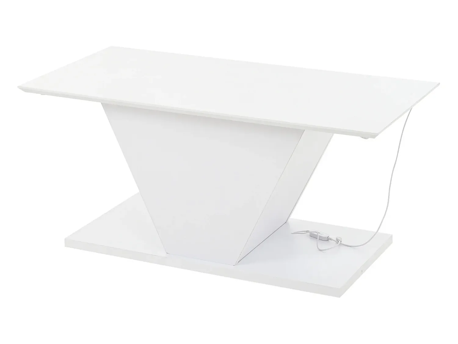 Clearance Mesa de centro branca - Mesa de centro com iluminação LED e design em V - para sala de estar Branco