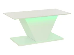 Clearance Mesa de centro branca - Mesa de centro com iluminação LED e design em V - para sala de estar Branco