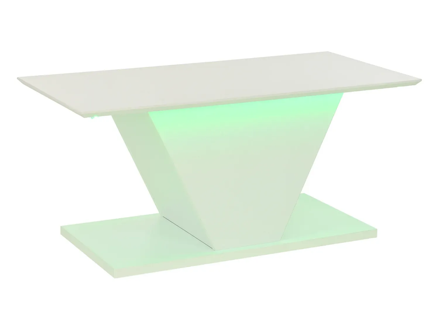 Clearance Mesa de centro branca - Mesa de centro com iluminação LED e design em V - para sala de estar Branco