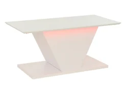 Clearance Mesa de centro branca - Mesa de centro com iluminação LED e design em V - para sala de estar Branco