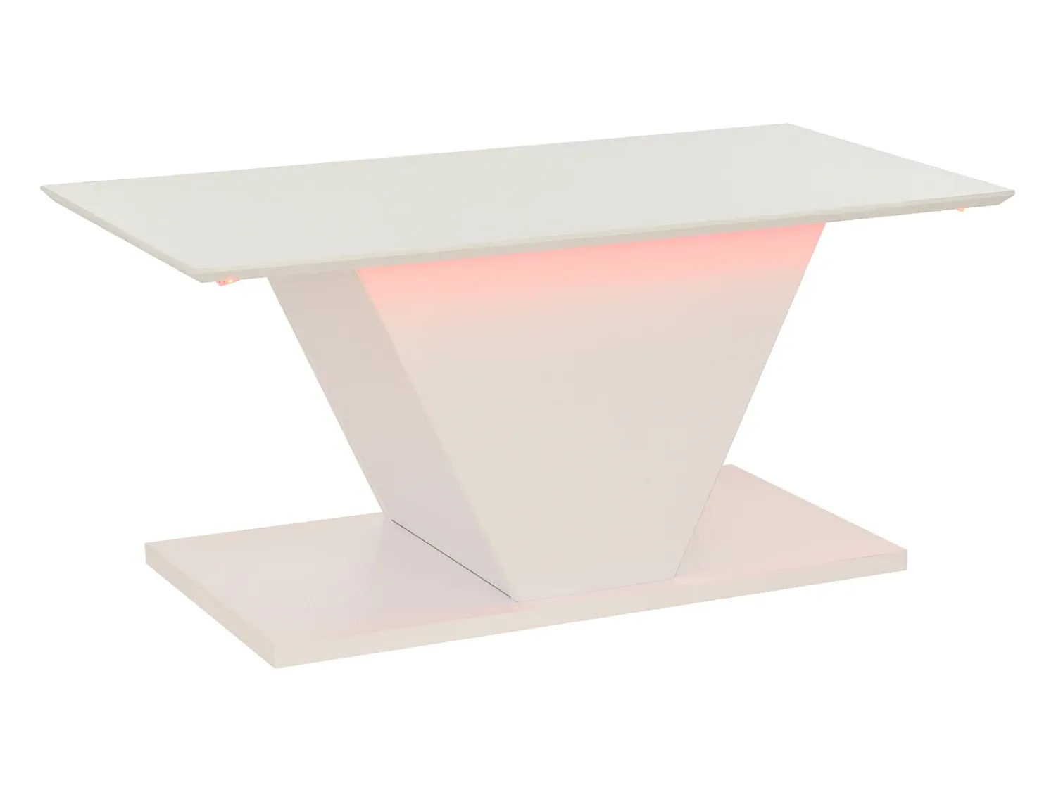 Clearance Mesa de centro branca - Mesa de centro com iluminação LED e design em V - para sala de estar Branco