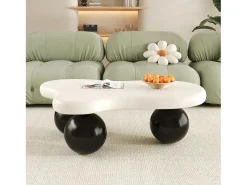 Online Mesa de centro branca - Mesa de centro com iluminação LED e pés redondos pretos - design em forma de nuvem - para sala de estar e quarto de criança Preto / Branco