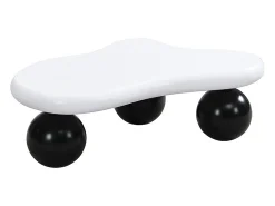 Online Mesa de centro branca - Mesa de centro com iluminação LED e pés redondos pretos - design em forma de nuvem - para sala de estar e quarto de criança Preto / Branco