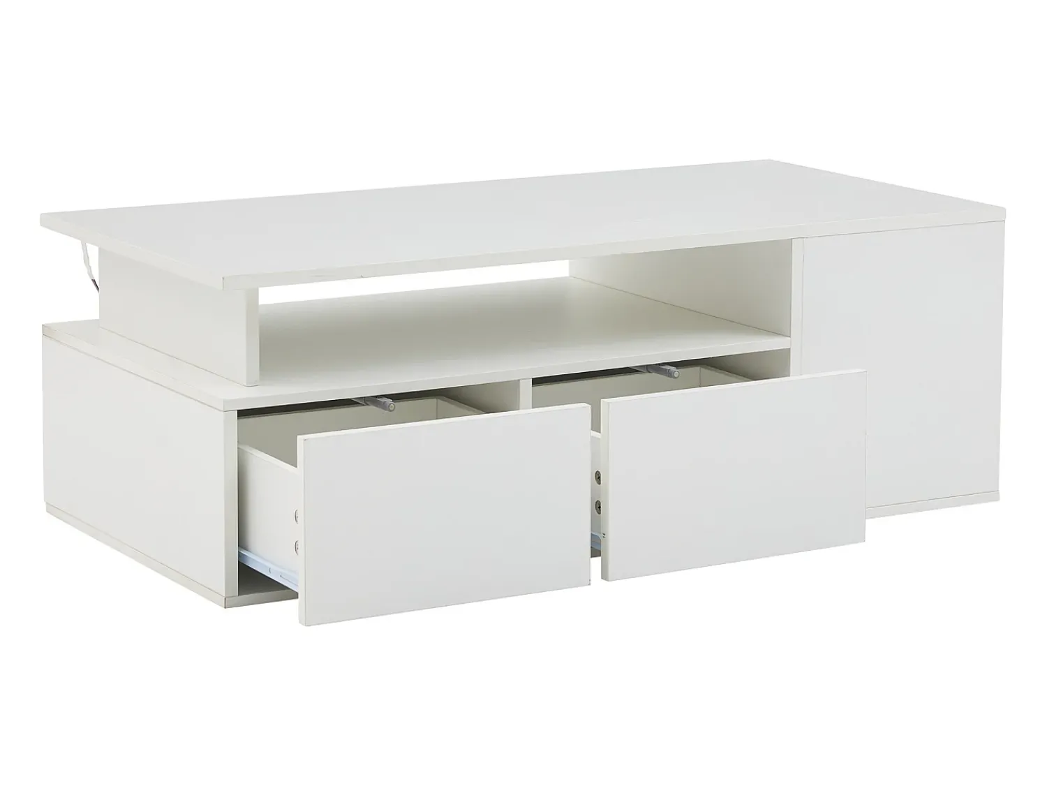 Mesa De Centro* Mesa de centro branca - Mesa de centro com iluminação LED e 2 gavetas - Arrumação aberta Branco