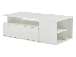 Mesa De Centro* Mesa de centro branca - Mesa de centro com iluminação LED e 2 gavetas - Arrumação aberta Branco
