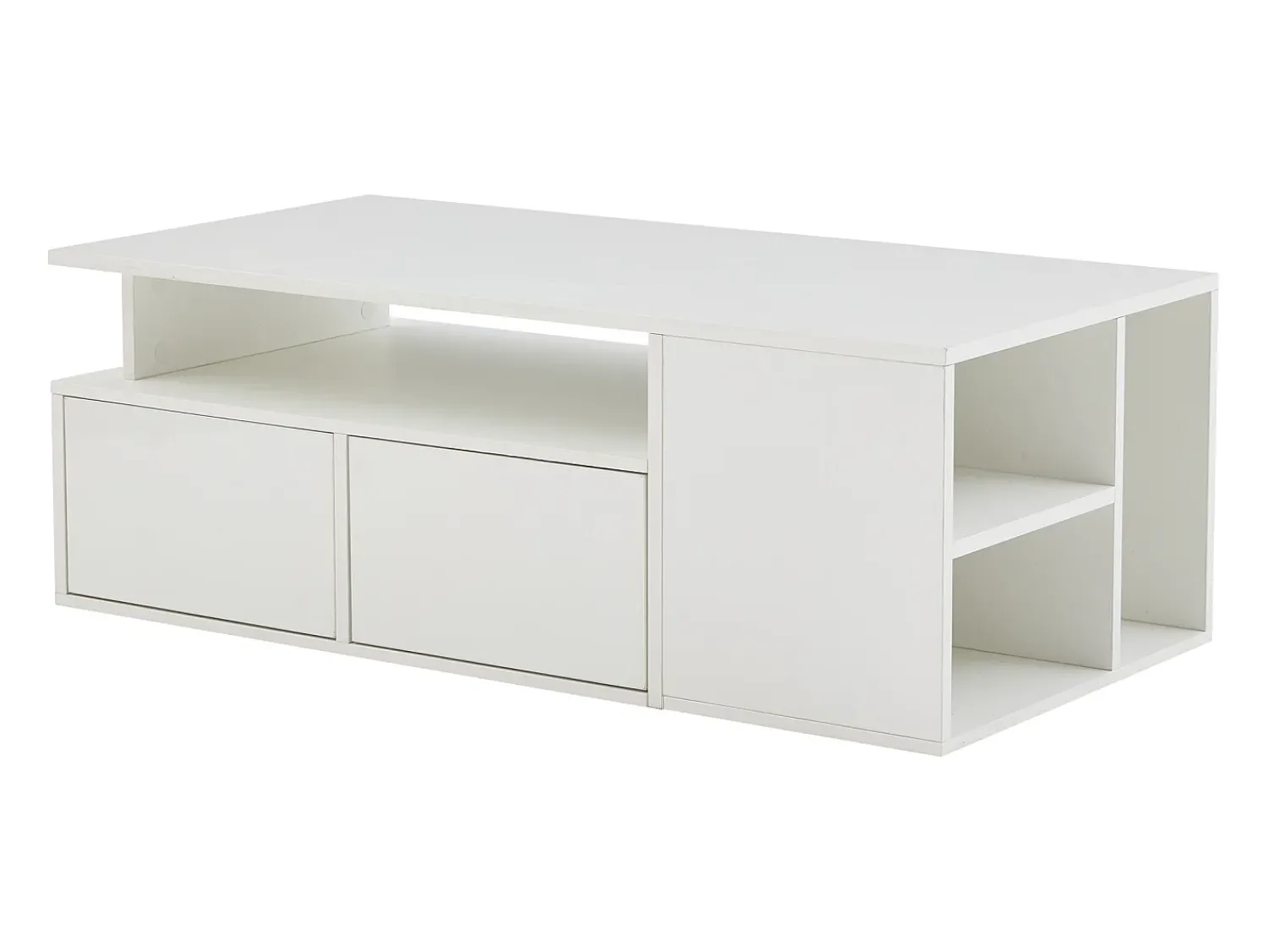 Mesa De Centro* Mesa de centro branca - Mesa de centro com iluminação LED e 2 gavetas - Arrumação aberta Branco