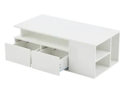 Mesa De Centro* Mesa de centro branca - Mesa de centro com iluminação LED e 2 gavetas - Arrumação aberta Branco