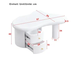 Mesa De Centro* Mesa de centro branca - Mesa de apoio com 2 gavetas e pés de coluna - para sala de estar Branco