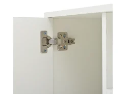 Clearance Mesa de centro branca com 2 portas e 1 gaveta - Tampo brilhante e iluminação LED - Design irregular Branco