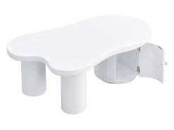 Online Hauss Spole Mesa de centro branca com porta, design assimétrico, MDF Branco