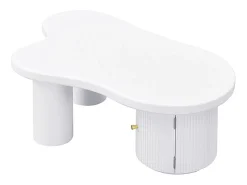 Online Hauss Spole Mesa de centro branca com porta, design assimétrico, MDF Branco