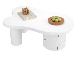 Online Hauss Spole Mesa de centro branca com porta, design assimétrico, MDF Branco
