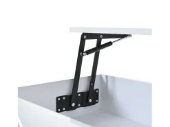 Mesa de centro branca com iluminação LED - Mesa de centro com 2 gavetas e tampo elevável - arrumação aberta^ Mesa De Centro