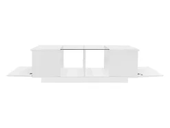 Hauss Spole Mesa de centro branca com iluminação LED e espaço de arrumação - Tampo brilhante e painel central em vidro Branco