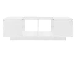 Hauss Spole Mesa de centro branca com iluminação LED e espaço de arrumação - Tampo brilhante e painel central em vidro Branco