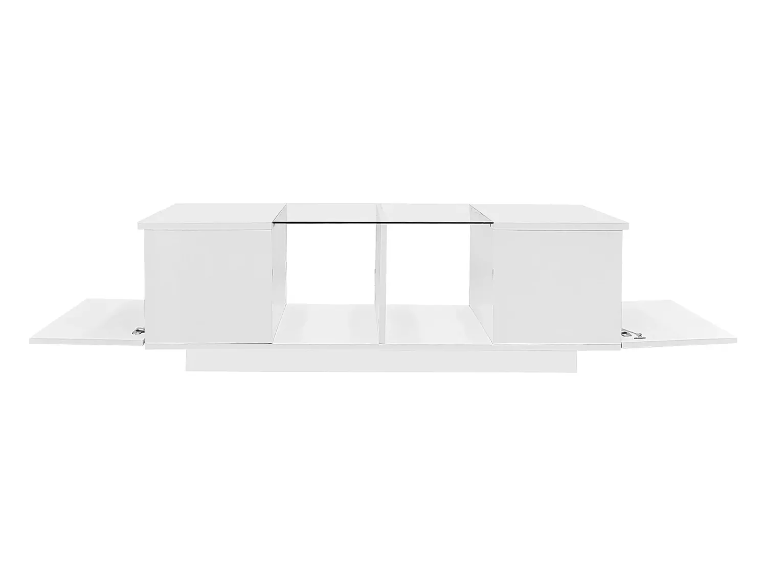 Hauss Spole Mesa de centro branca com iluminação LED e espaço de arrumação - Tampo brilhante e painel central em vidro Branco