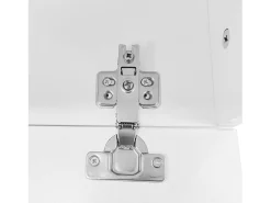 Hauss Spole Mesa de centro branca com iluminação LED e espaço de arrumação - Tampo brilhante e painel central em vidro Branco