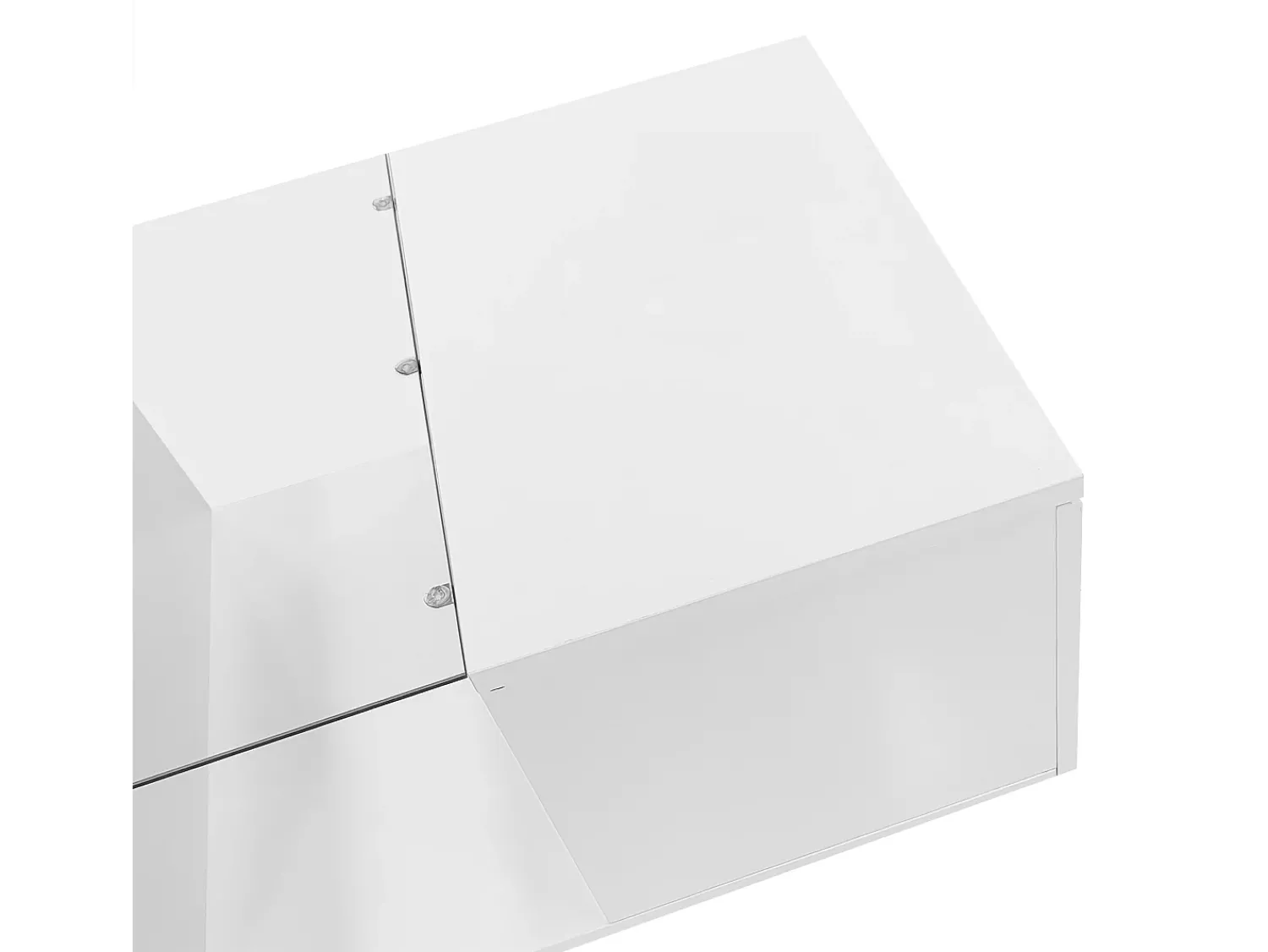 Hauss Spole Mesa de centro branca com iluminação LED e espaço de arrumação - Tampo brilhante e painel central em vidro Branco