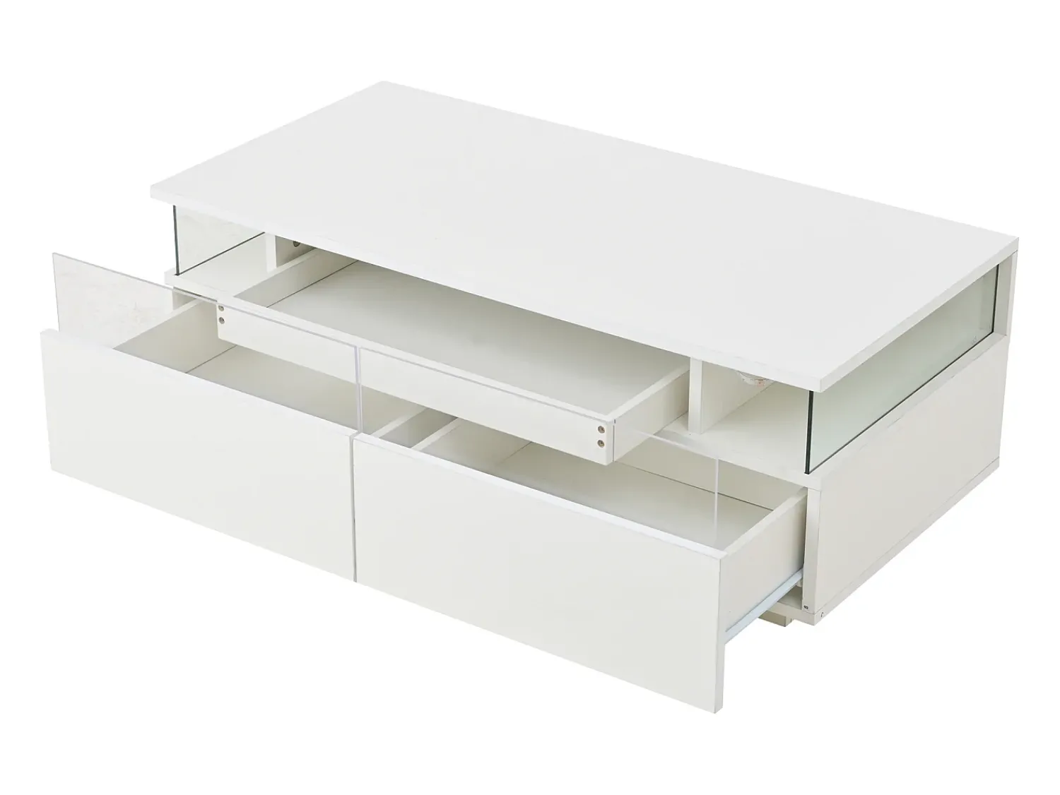 Mesa De Centro*Hauss Spole Mesa de centro branca com 2 gavetas, iluminação LED e tampo amovível 90x45x35,5cm Branco