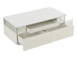 Mesa De Centro*Hauss Spole Mesa de centro branca com 2 gavetas, iluminação LED e tampo amovível 90x45x35,5cm Branco