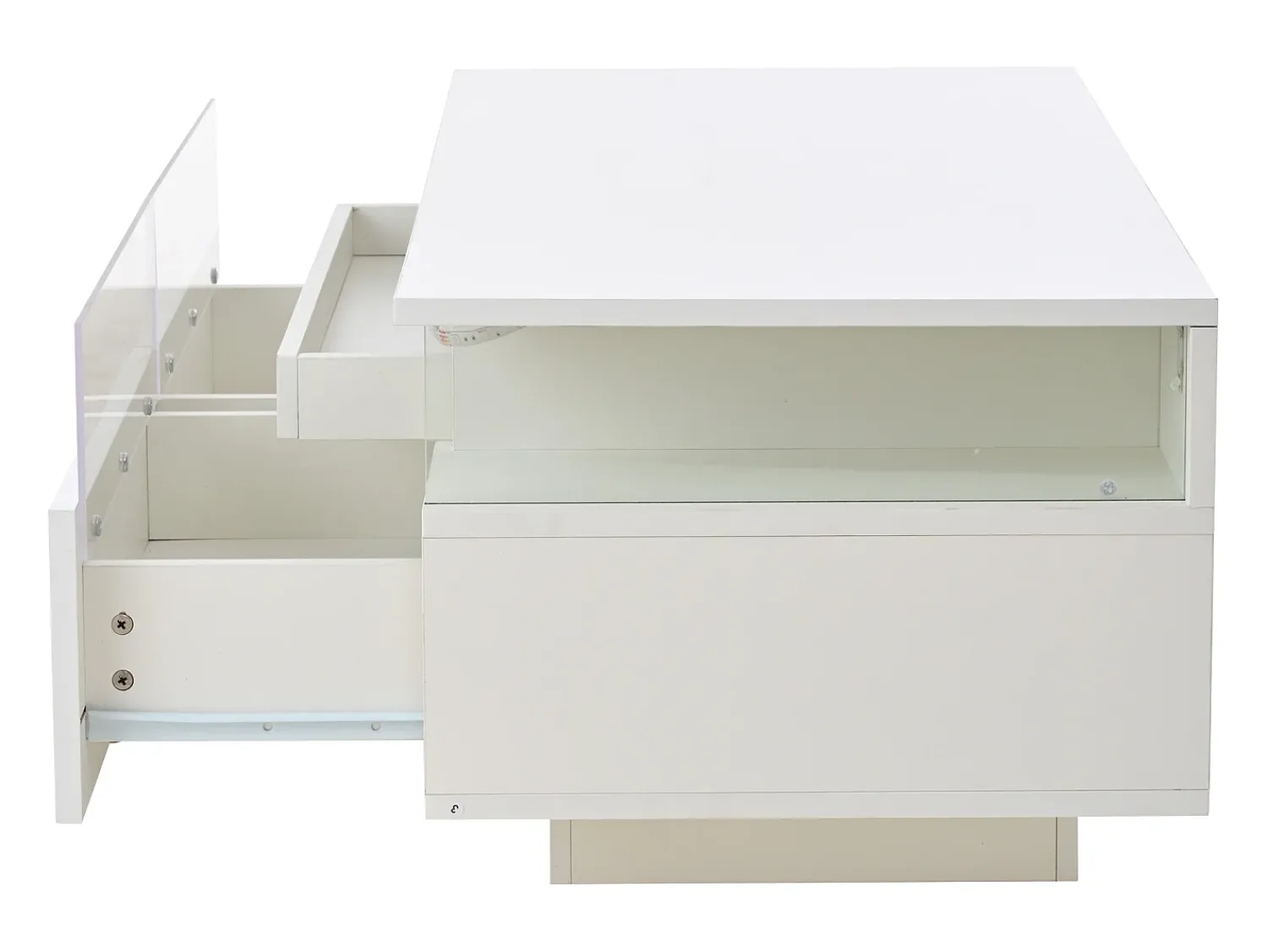 Mesa De Centro*Hauss Spole Mesa de centro branca com 2 gavetas, iluminação LED e tampo amovível 90x45x35,5cm Branco