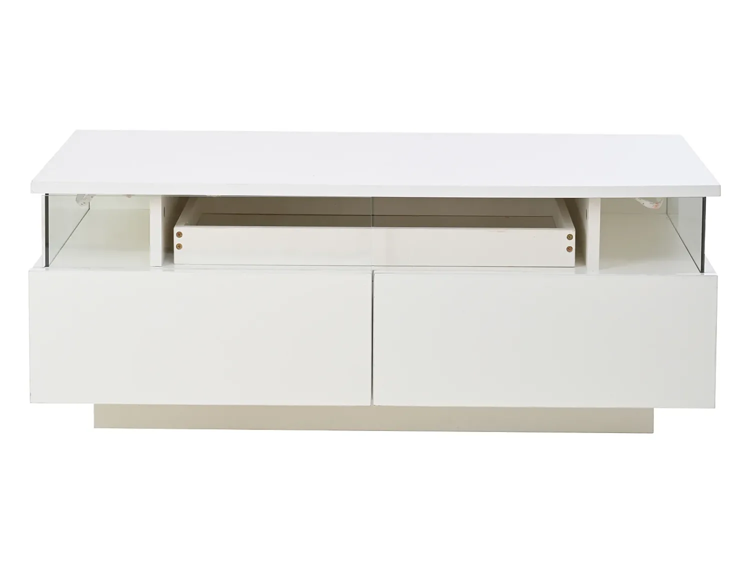 Mesa De Centro*Hauss Spole Mesa de centro branca com 2 gavetas, iluminação LED e tampo amovível 90x45x35,5cm Branco