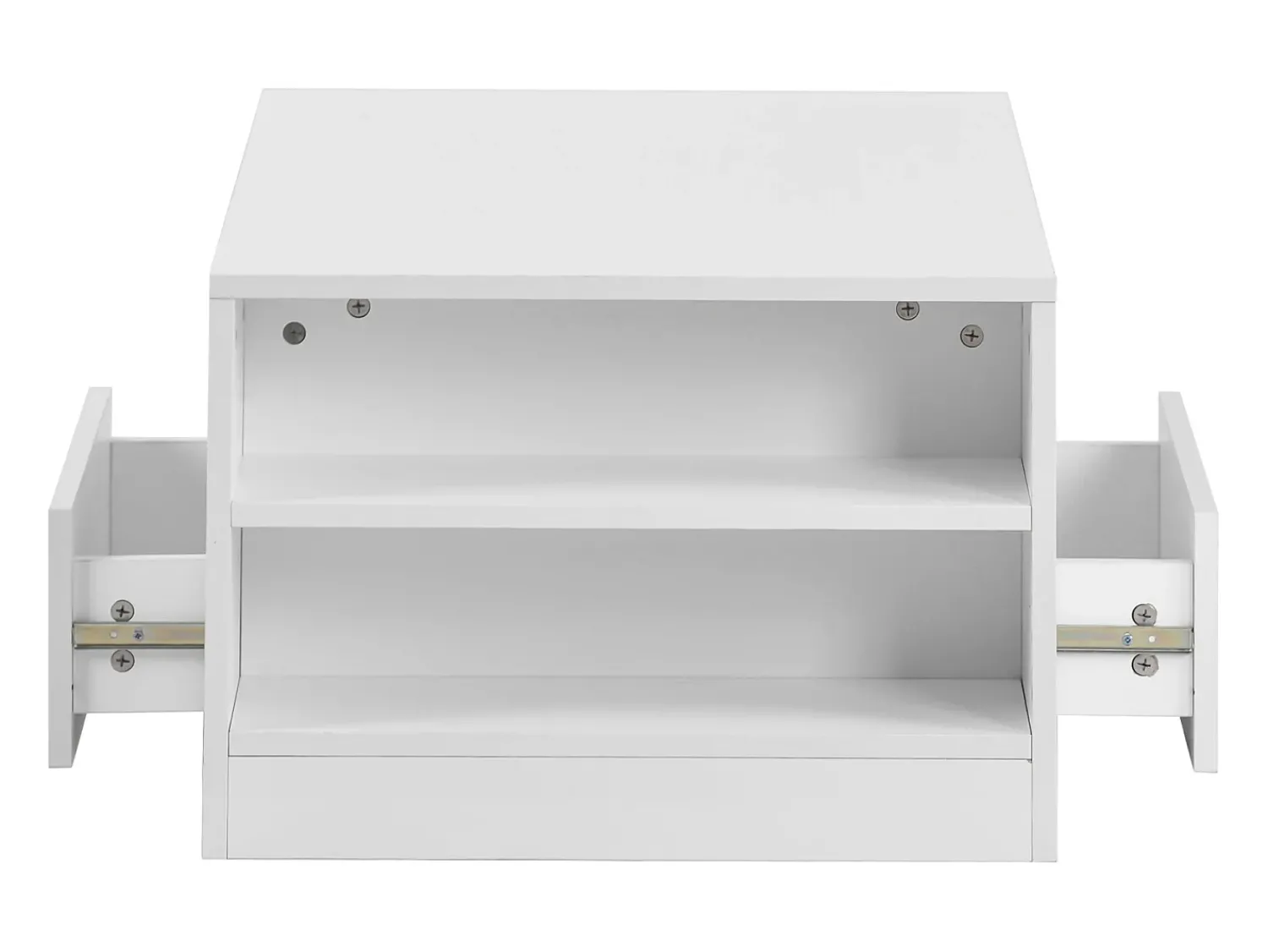 Mesa de centro branca com faixa LED - 2 gavetas e 2 prateleiras - Estilo escandinavo - brilhante - 95 x 53 x 37cm^ Mesa De Centro