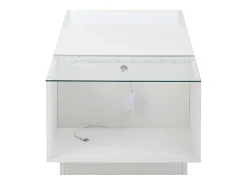 Mesa De Centro|Hauss Spole Mesa de centro branca com 2 gavetas, iluminação LED e tampo em vidro 105x50x35cm Branco