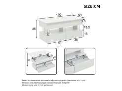 New Mesa de centro branca com iluminação LED - Mesa de centro com tampo regulável em altura e 2 gavetas - arrumação oculta Branco