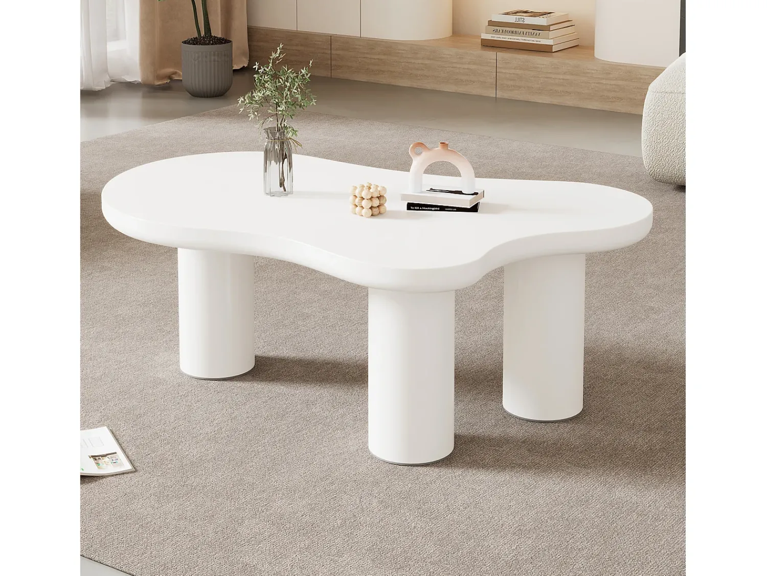 Mesa De Centro*Hauss Spole Mesa de centro branca em forma de nuvem - MDF e PVC Branco