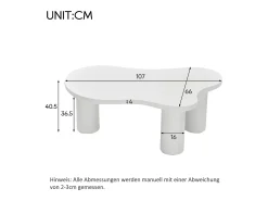 Mesa De Centro*Hauss Spole Mesa de centro branca em forma de nuvem - MDF e PVC Branco