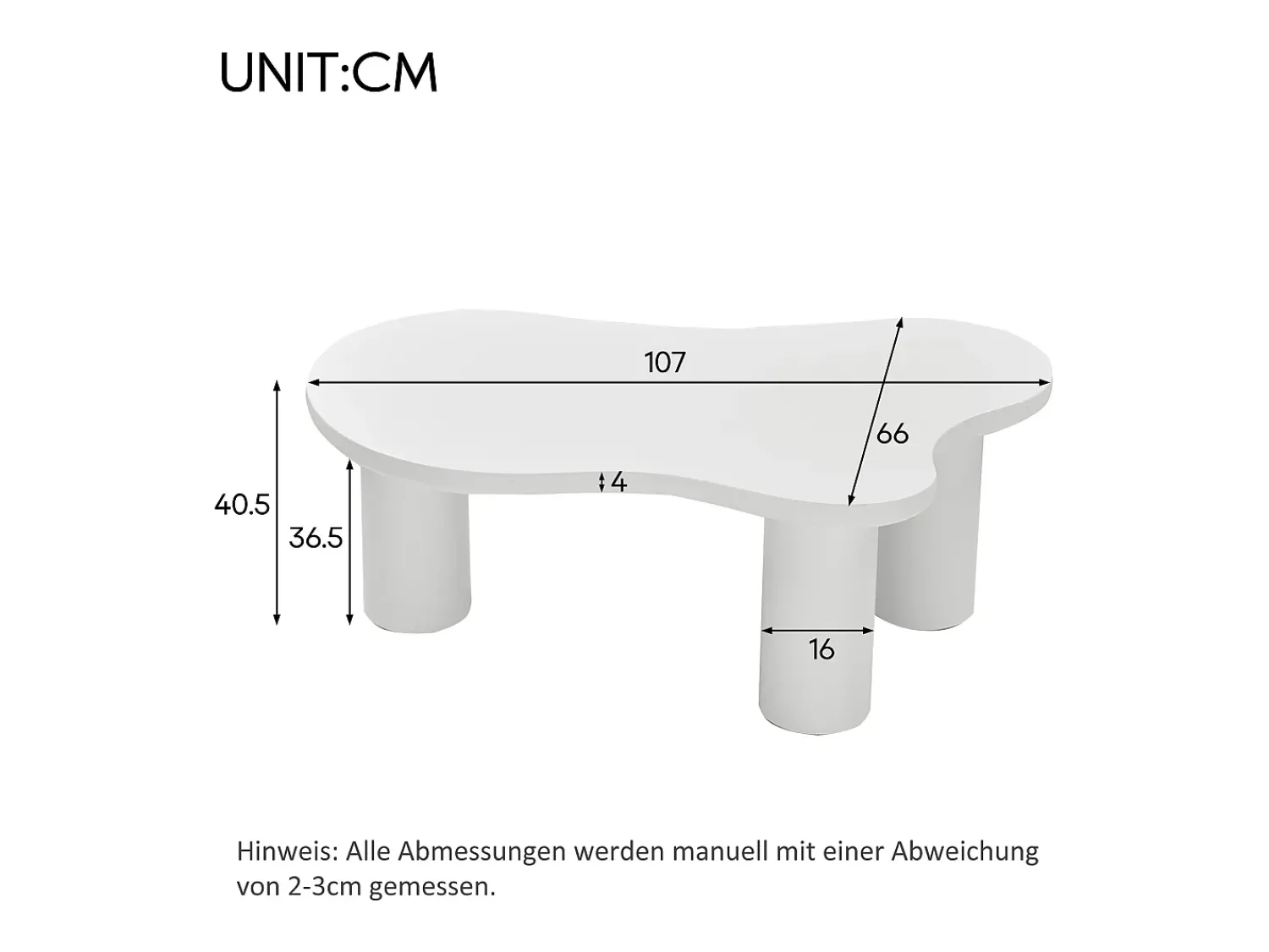 Mesa De Centro*Hauss Spole Mesa de centro branca em forma de nuvem - MDF e PVC Branco