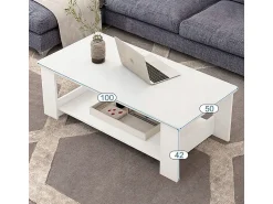 Mesa De Centro* MESA DE CENTRO BRANCA MODERNA COM PRATELEIRA SALA DE ESTAR QUARTO LOFT GRANDE 100 CM Branco