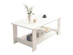 Mesa De Centro* MESA DE CENTRO BRANCA MODERNA COM PRATELEIRA SALA DE ESTAR QUARTO LOFT GRANDE 100 CM Branco